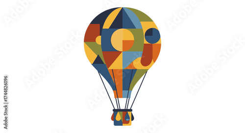 Colorful Abstract Hot Air Balloon Illustration.