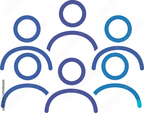 Six people grouped together, representing a large team, community, or social network. Ideal icon for group settings, organizational structure, or collaboration platforms.
