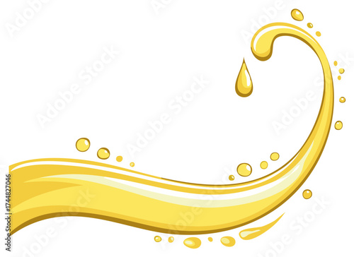 Yellow liquid splash and drops design element illustration