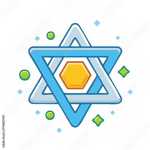 Cute cartoon Star of David, a Magen David symbol of Judaism and Jewish culture