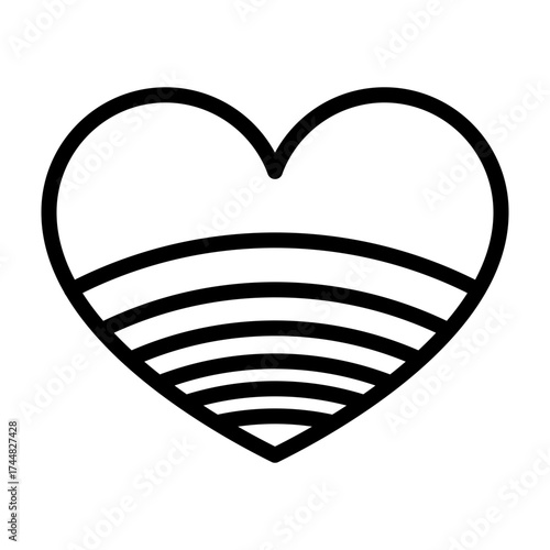 Rainbow Heart Vector Line Icon Design
