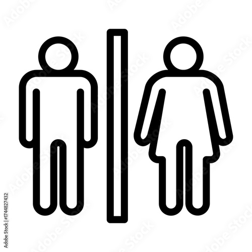 Unisex Bathroom Vector Line Icon Design