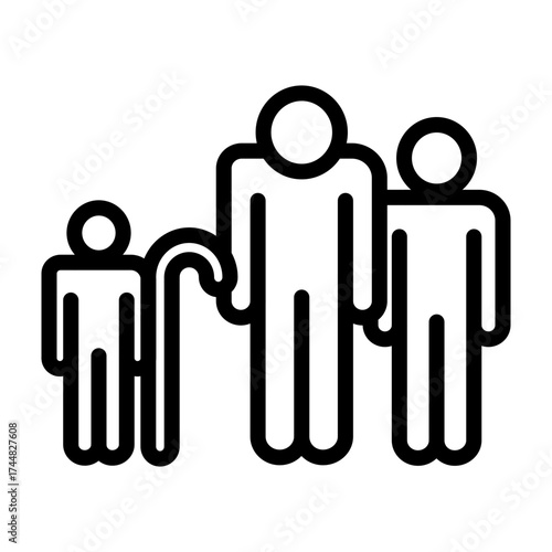 Intergenerational Inclusion Vector Line Icon Design