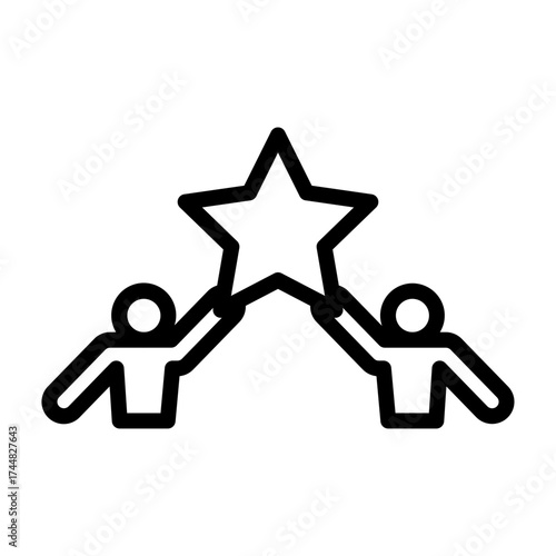 Unity Star Vector Line Icon Design