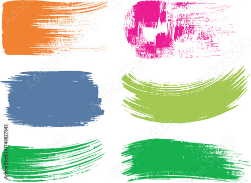 Colorful Paint Brush Stroke Vector Set