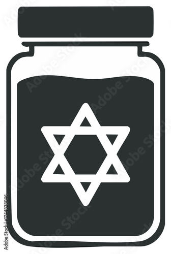 Sealed Jar with Liquid and Star of David Symbol Container Illustration