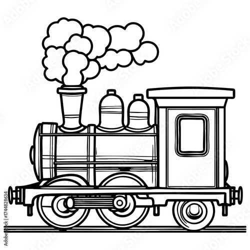 Steam Train Cartoon Outline