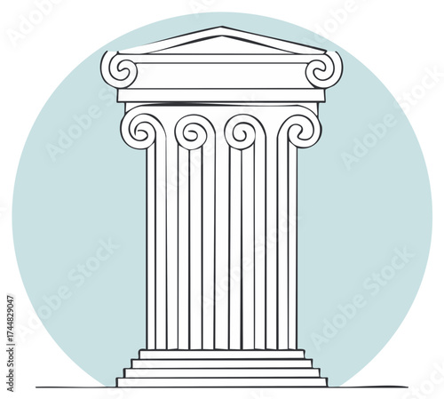 Hand Drawn Ancient Greek Ionic Column Architectural Illustration