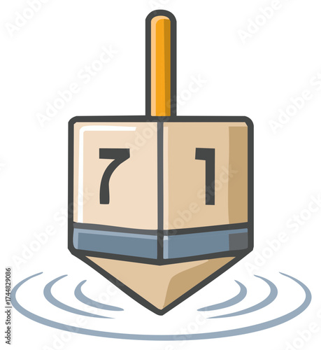 Hanukkah Dreidel Icon with Hebrew Letters Nun and Gimmel Spinning in Water