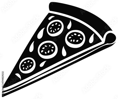 Pizza Slice Topping Silhouette Graphics: Pepperoni, Sauce, Crust, Ready to Eat