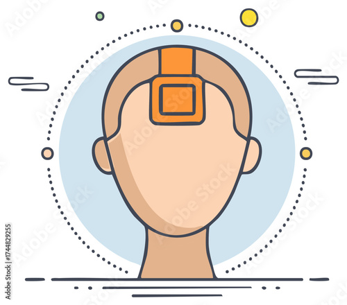 Cyborg head with a futuristic sensor device for a brain computer interface