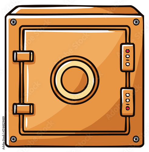 Orange Metal Safe with Circular Lock and Bolts