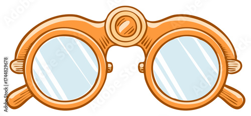 Retro cartoon opera glasses with classic design and elegant brown frame