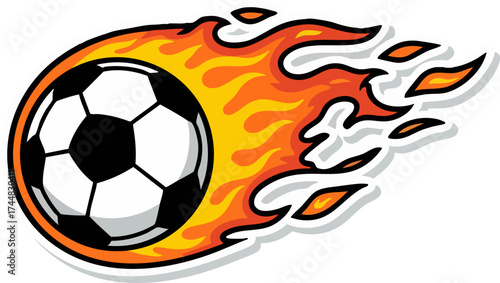 Flaming Soccer Ball Icon with Dynamic Fire Effect.