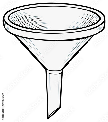 Sketchy funnel for pouring liquids or filtering substances