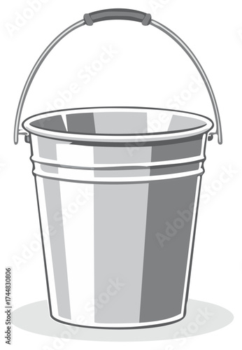 Simple Metal Bucket with Handle for Carrying or Storage