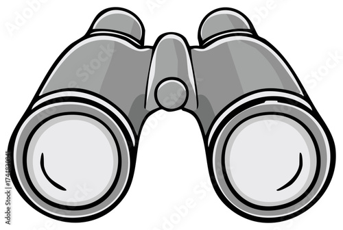 Illustrated Gray Binoculars Optics Observation Sightseeing Vector Graphic