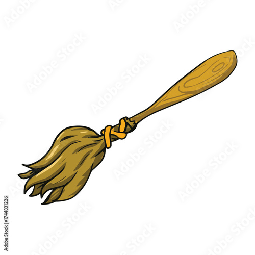 Witch Broom vector Halloween style 