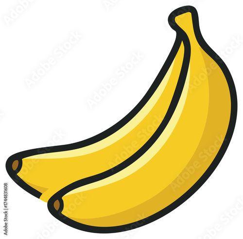 Vibrant Yellow Banana Duo Fresh Fruit Icon Healthy Tropical Food Design Element
