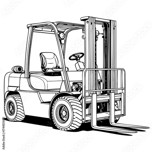 black and white forklift truck clip art preview