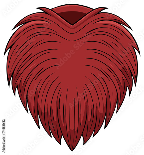 Stylized Red Beard with Textured Lines and Outline