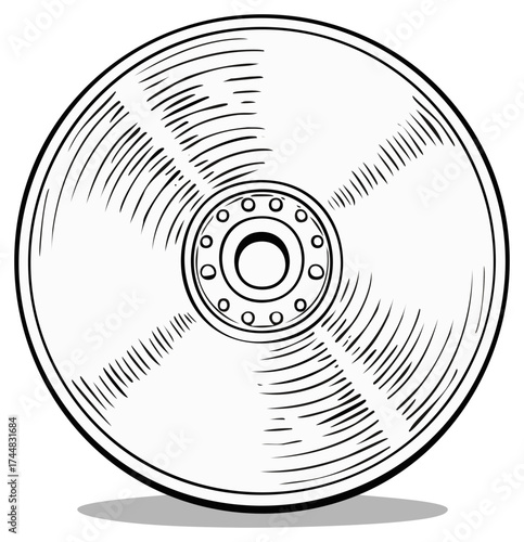 Sketch of a vintage disk object, hand-drawn vector illustration