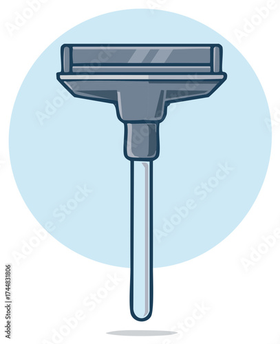 Illustration of manual razor with handle for grooming routine and personal care