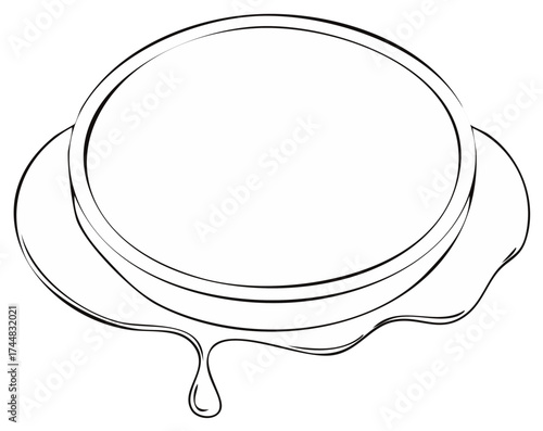 Outline of a wax seal with a dripping droplet, drawing, graphic