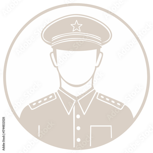Iconic Military Uniform Silhouette with Star Emblem Hat