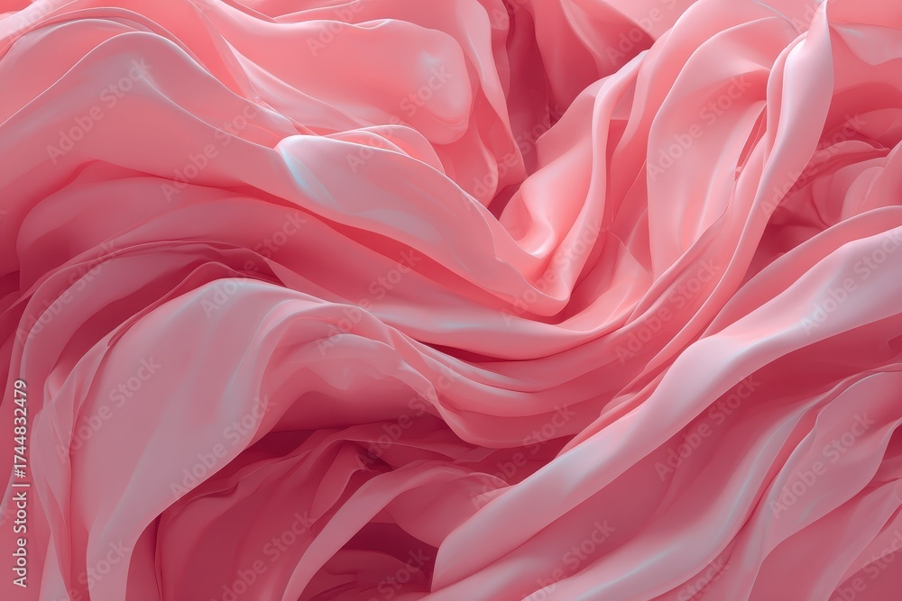Fototapeta premium Soft pink fabric creates an aesthetically pleasing abstract background with flowing textures and gentle curves for a unique design element suitable for creative projects