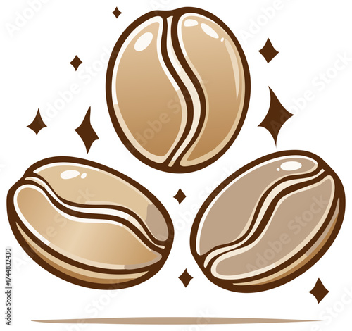 Coffee beans and diamond shapes illustration