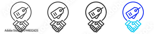 Event Sponsorship icon set in creative outline style with multiple thickness variations perfect for business branding event design and modern event marketing visuals
