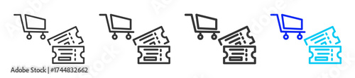Promo Voucher icon set in creative outline style with multiple thickness variations perfect for business branding event design and modern event marketing visuals