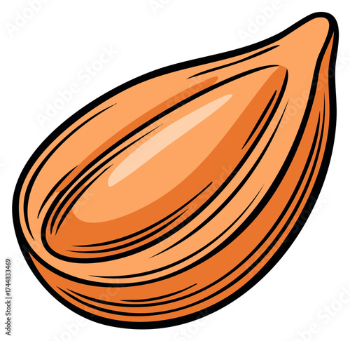 Cartoon illustration of a single sunflower seed, isolated