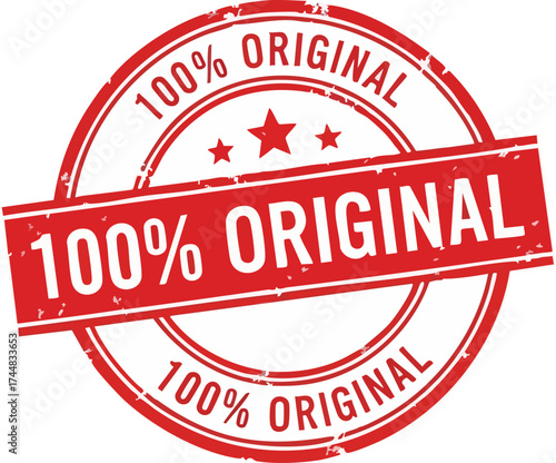 Red grunge 100 Original rubber stamp vector illustration.