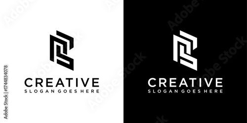 PS or SP initial letter logo design vector