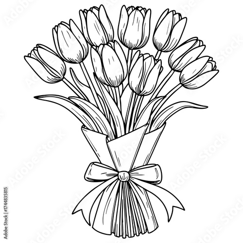 Bouquet of tulips coloring page