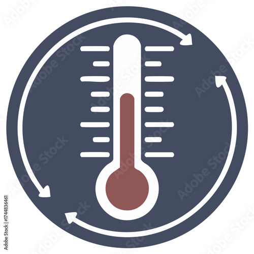 Vector Thermometer Icon with Circular Arrow for Temperature Control and Climate Regulation