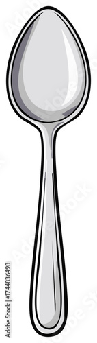 Metallic silver eating spoon graphic element simple kitchenware cutlery design