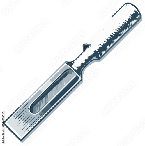 Wood gouge chisel for carving and woodworking vintage illustration