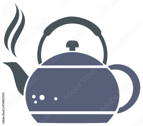 Minimalist steaming kettle icon for hot beverage preparation tea coffee and kitchenware design