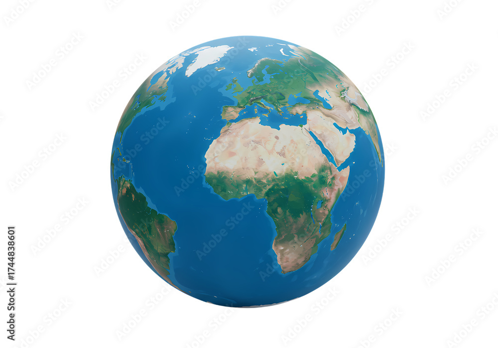 Naklejka premium Global Perspective Detailed Earth Globe Visual isolated on transparent background