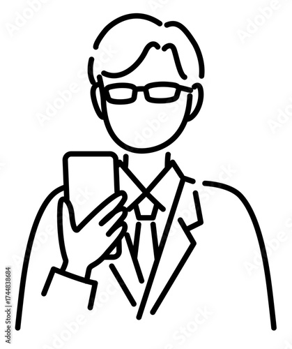 スマホで動画視聴やデータを見る会社員や先生