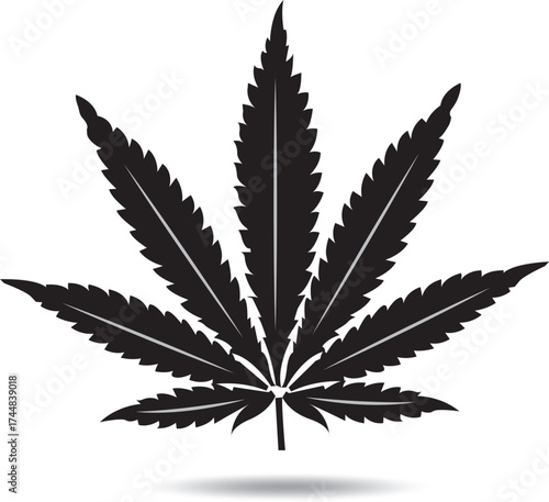 Cannabis Leaf Icon Royalty Free Vector Image black white