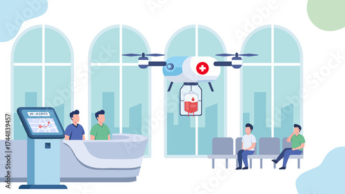 Drone Delivering Medical Supplies to Smart Hospital Facility