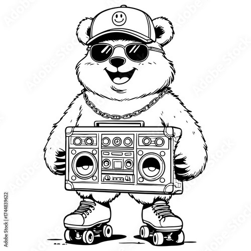 Happy Bear with Roller Skates