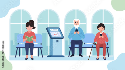 Diverse Patients Waiting for Doctor Appointment at Modern Clinic