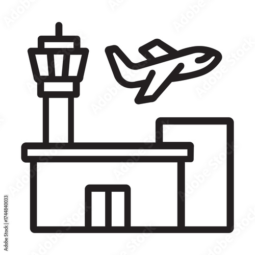 illustration of a Airport Terminal Glyph Icon Vector