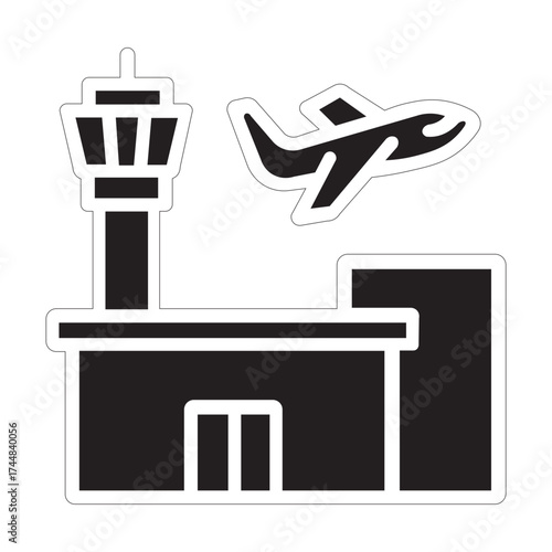 Solid Line Icon Airport terminal vector graphic