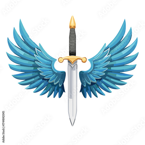 insurance agency logo using falcon wings and a sword theme